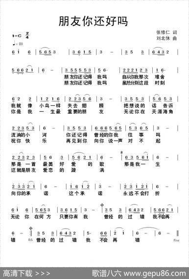 朋友你还好吗（张修仁词刘北休曲） - 张修仁|刘北休