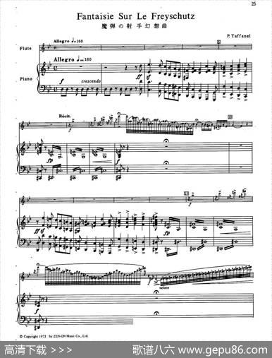 FantaisieSurLeFreyschutz（魔弹射手幻想曲）（长笛+钢琴）|塔法内（Taffanel）