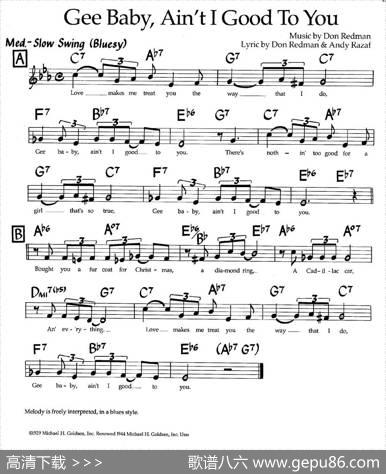 GeeBaby,Ain'tIGoodToYou（爵士钢琴曲）