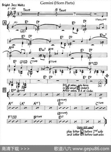 Gemini(HornParts)（爵士钢琴曲）
