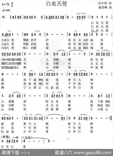 白衣天使（田中青词谢景峰曲） - 田中青|谢景峰
