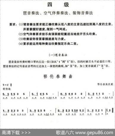 考级四级曲目：鄂伦春舞曲