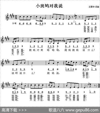 小斑鸠对我说（王震华词曲、线简谱混排版） - 王震华|王震华