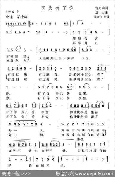 因为有了你（曾宪瑞词唐力曲） - 曾宪瑞|唐力