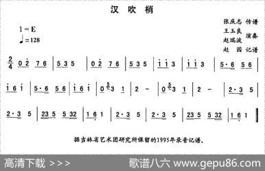 汉吹梢—东北秧歌曲牌（二人转伴奏谱）