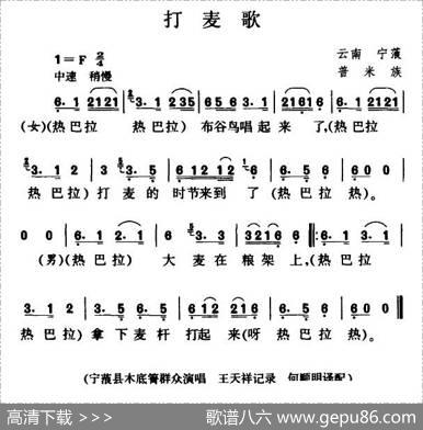 打麦歌（普米族民歌）