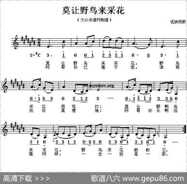 莫让野鸟来采花（线、简谱混排版）