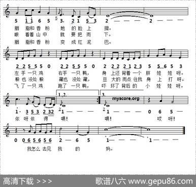 回娘家（河北民歌、、线简谱混排）