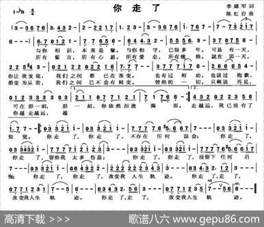 你走了（李建军词陈红岩曲） - 李建军|陈红岩