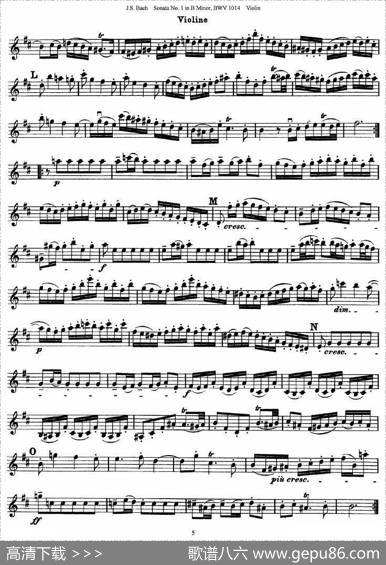 巴赫小提琴奏鸣曲No.1b小调（BWV1014[小提琴谱]）