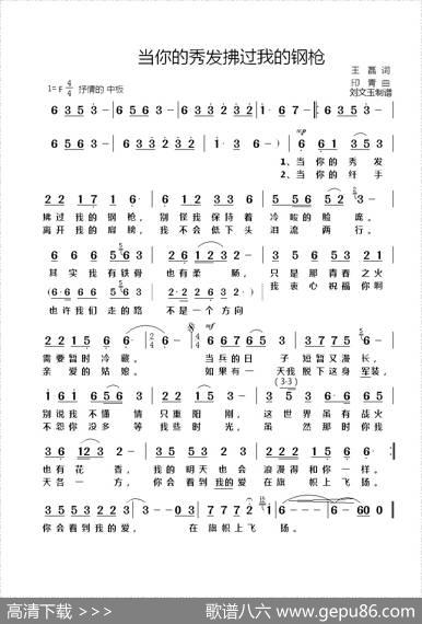 当你的秀发拂过我的钢枪（刘文玉制谱） - 王磊|印青
