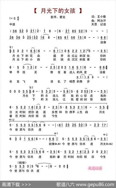 月光下的女孩（蒙克演唱） - 王小雅|阿汝汗