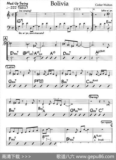 Bolivia（玻利维亚）（爵士钢琴曲）