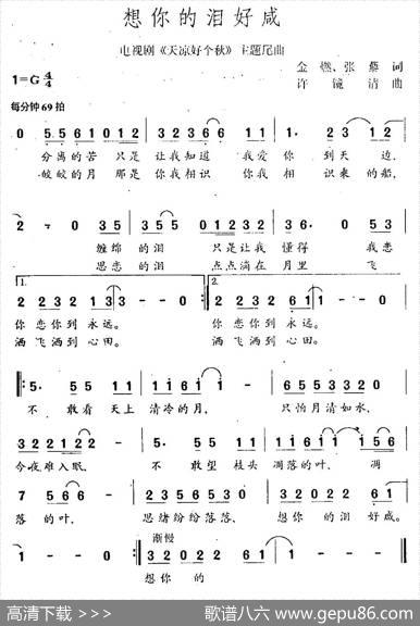想你的泪好咸（电视剧《天凉好个秋》主题曲） - 金燃张藜|许镜清