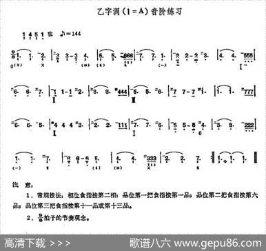 乙字调（1=A）音阶练习