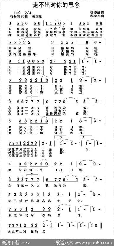 走不出对你的思念 - 梁晓静|黎荣军
