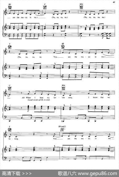 [美]YouAretheMusicinMe(SharpayVersion)（正谱）