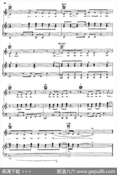 [美]YouAretheMusicinMe(SharpayVersion)（正谱）