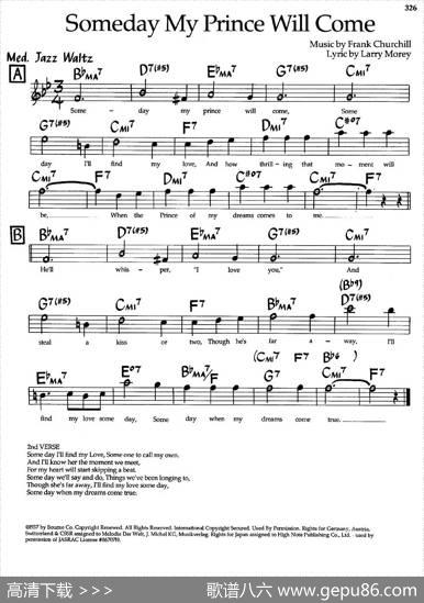 SomedayMyPrinceMillCome（爵士钢琴曲）