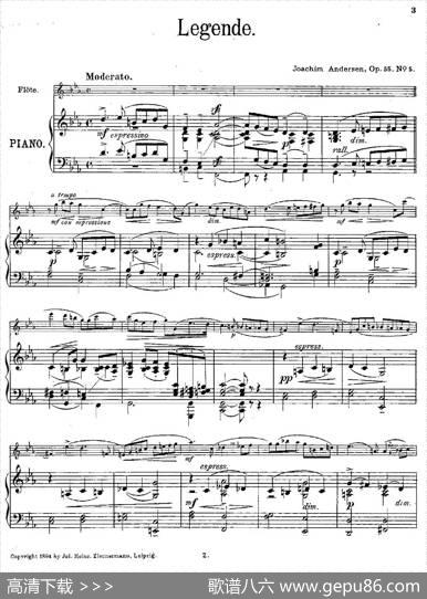 Legende（Op.55No.5）（长笛+钢琴伴奏）|[丹麦]安德森