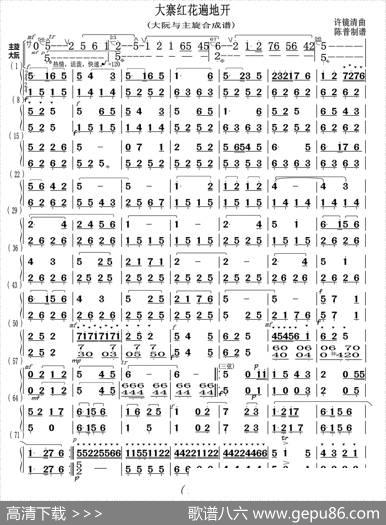 大寨红花遍地开（大阮与主旋合成谱）|许镜清