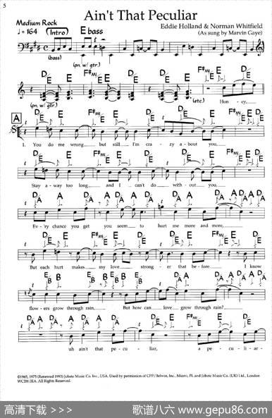 Ain'tThatPeculiat（带和弦五线谱）