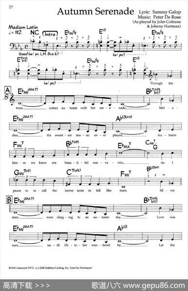 AutumnSerenade（带和弦五线谱）