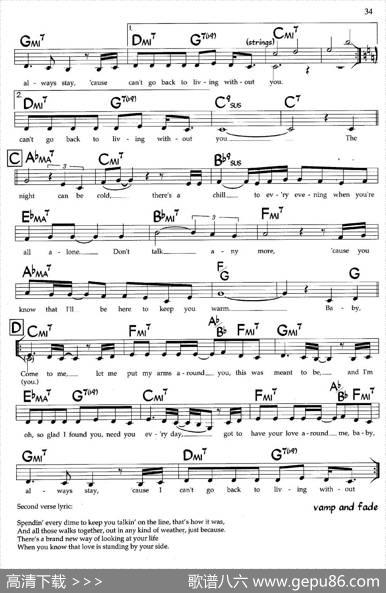 Baby,ComeToMe（带和弦五线谱）
