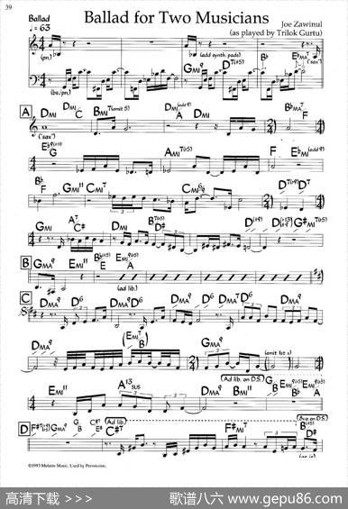 BalladforTwoMusicians（爵士钢琴曲）