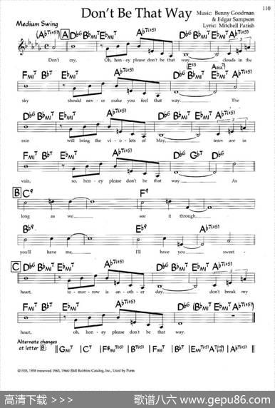 Don'tBeThatWay（带和弦五线谱）