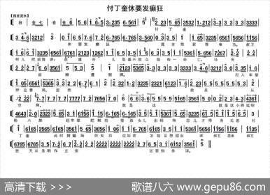 付丁奎休要发癫狂（《状元媒》选段、琴谱）
