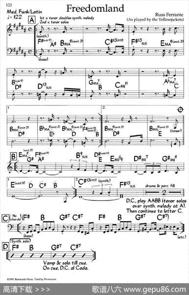 Freedomland（爵士钢琴曲）