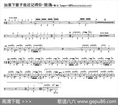 如果下辈子我还记得你（架子鼓谱）