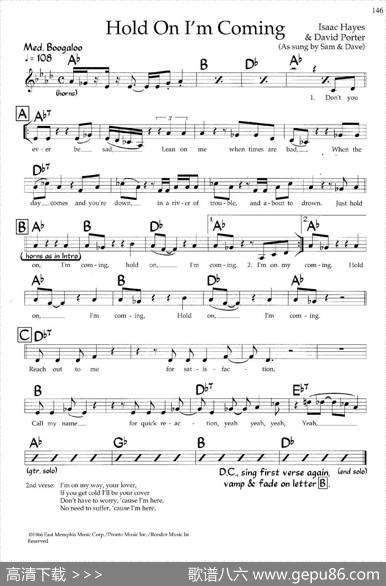 HoldOnI'mComing（带和弦五线谱）
