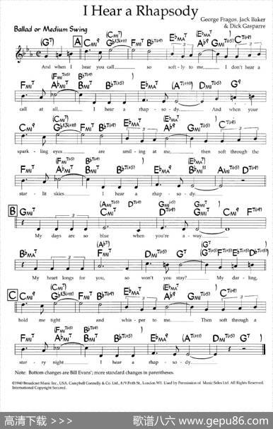 IHearaRhapsody（带和弦五线谱）