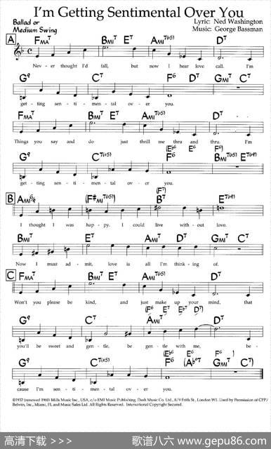 I'mGettingSentimentalOverYou（带和弦五线谱）