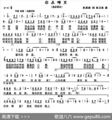 你在哪里（杜思雨词孙卫东曲） - 杜思雨|孙卫东