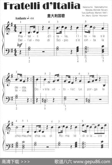 [意]Fratellid'ltalia（意大利国歌）（弹唱谱）
