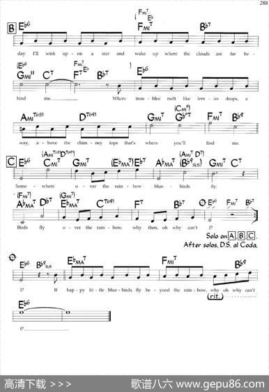 OvertheRainbow（带和弦五线谱）