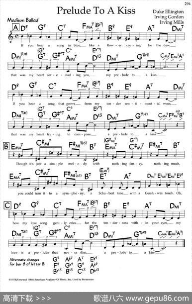 PreludeToAKiss（带和弦五线谱）