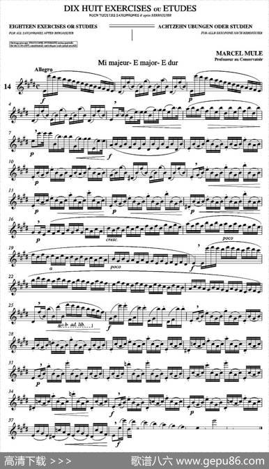 18ExerciciosouEstudosdeMarcelMule-EnelruyLira（马瑟·穆勒18首练习曲—14）|MarcelMule（马瑟·穆尔）