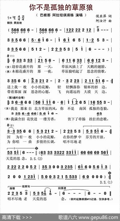 你不是孤独的草原狼 - 侯亚萍|阿汝汗