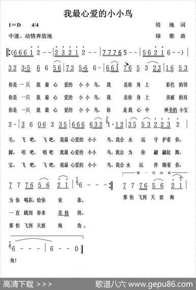 我最心爱的小小鸟 - 培地|绿歌