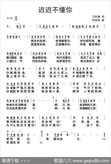 迟迟不懂你（刁长育词刘北休曲） - 刁长育|刘北休