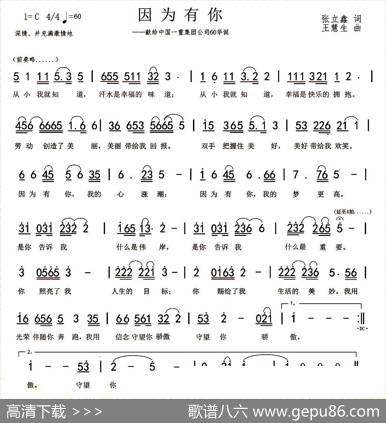 因为有你（张立鑫词王慧生曲） - 张立鑫|王慧生