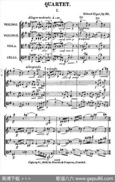 QUARTETOp.83（第一部分）（弦乐四重奏）|[英]爱德华·埃尔加
