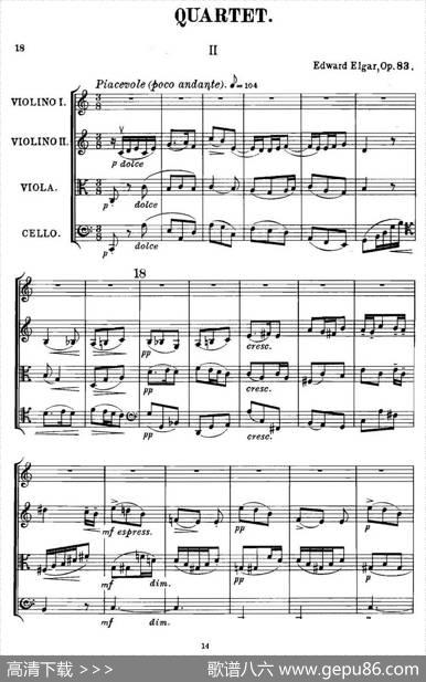 QUARTETOp.83（第二部分）（弦乐四重奏）|爱德华·埃尔加
