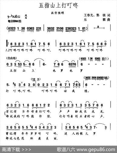五指山上打叮咚 - 王春光郭颂|乐驷