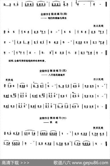 笛子全按作低音2指法练习