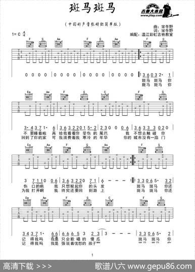 斑马斑马（彩虹吉他编配版） - 宋冬野|宋冬野